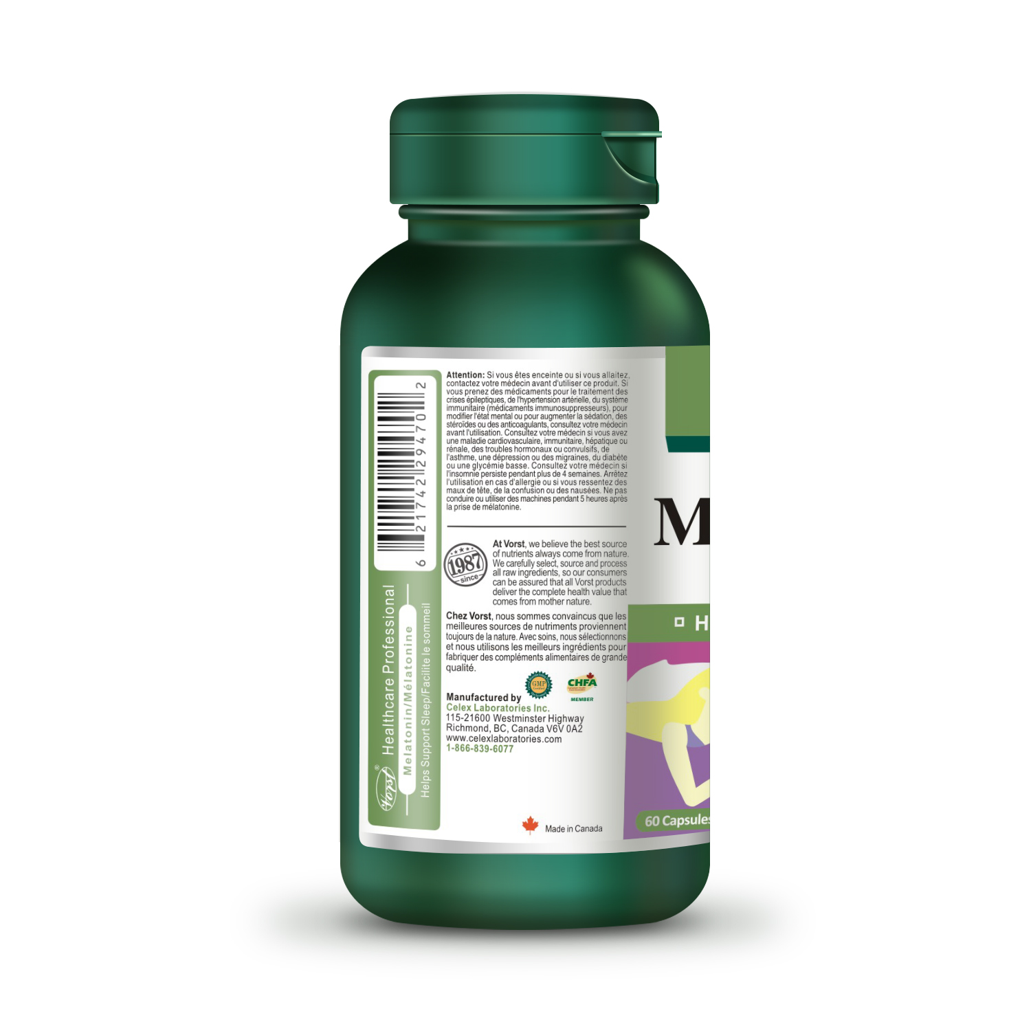 Vorst melatonin 3mg 60 capsules bottle description – Celex Laboratories ...